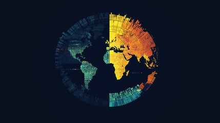 Global data visualization showcasing a dual-tone world map illustration