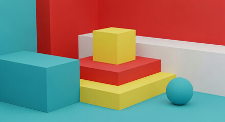 Minimalist Design with Red, Yellow, and Blue