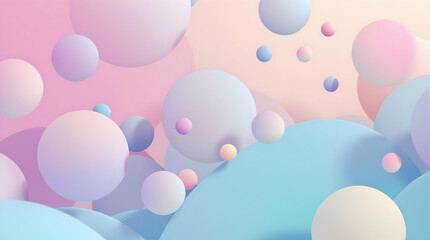 Abstract pastel spheres and curved shapes creating a soft and dreamy background