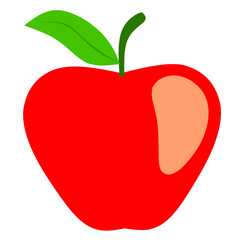 Minimalist vector illustration of a red apple with a leaf. Perfect for food, nutrition, health, fruit-themed designs, and educational or organic product branding.