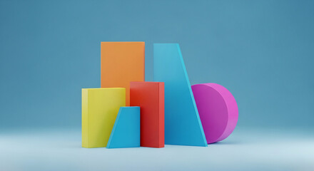 Abstract Geometric Arrangement in Blue and Warm Tones