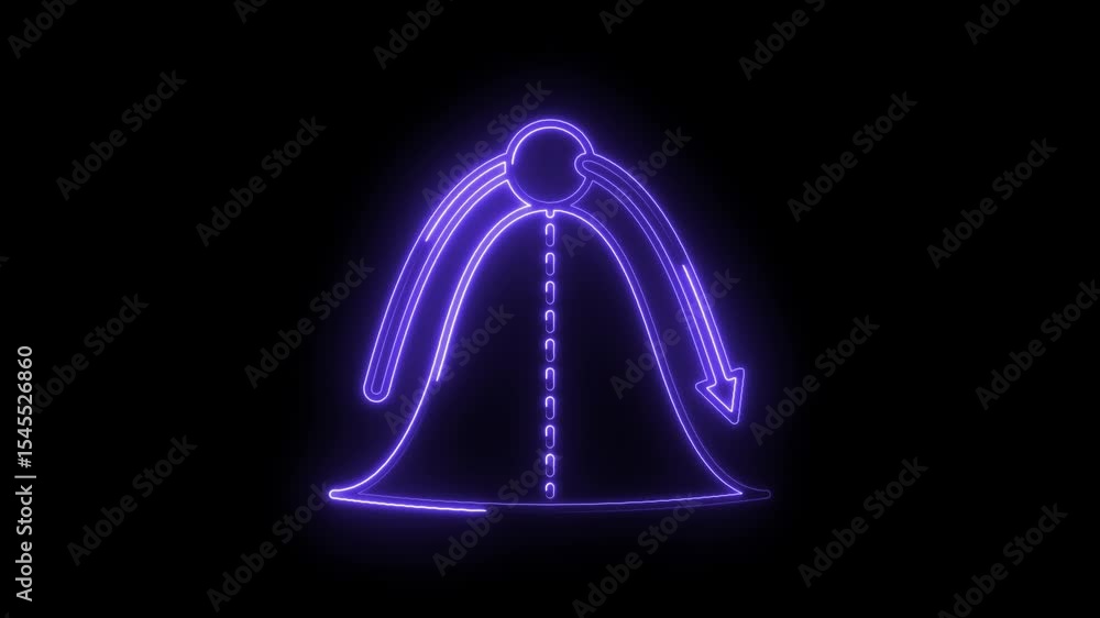 Aufkleber bell curve neon glow animation representing standard deviation and statistical distribution on black