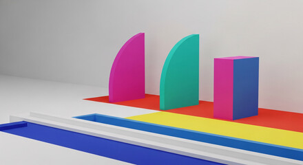 Creative 3D Scene with Bold Shapes