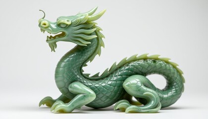 Obraz premium Majestic jade dragon sculpture art gallery decorative art studio close-up view cultural symbolism