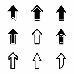 9 Black & White Up Arrow Icons Set - Modern Vector Design Symbols