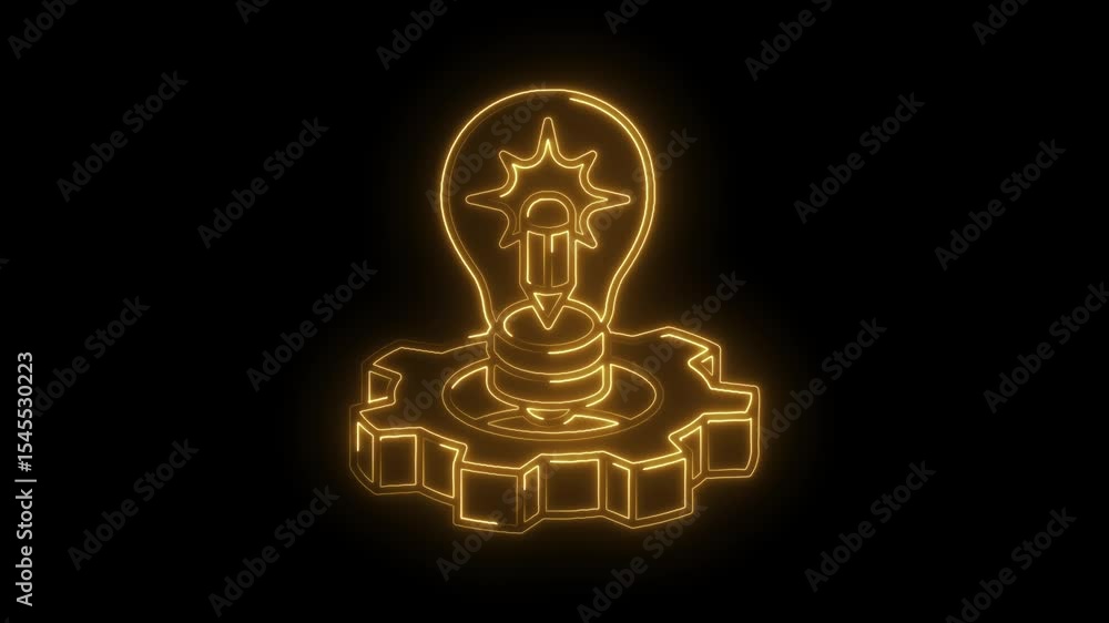 Poster glowing gear and lightbulb combination illuminating business process and creative problem solving te