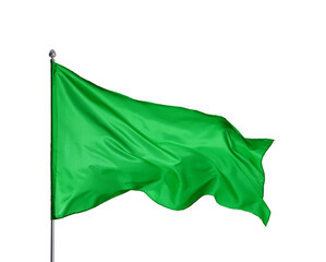 One green flag on white background. Mockup for design
