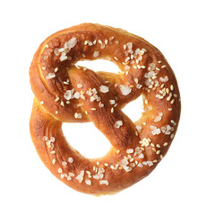 Tasty pretzel with salt isolated on white