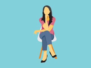 women sit flat illustration design crative design woman site for promotion and promotion