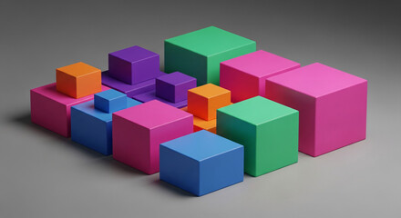 Colorful Stacked Cubes and Blocks