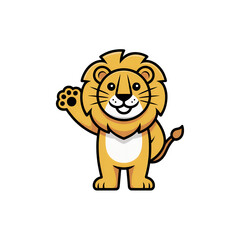 Obraz premium Lion Cartoon Character Waving Hello