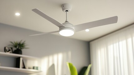 Modern ceiling fan with built-in light fixture in a contemporary room