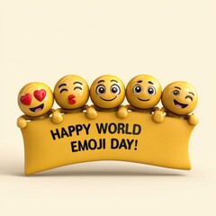 Happy world emoji day celebration with cute emojis