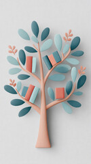 Books on colorful tree branches in creative design