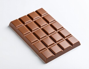 Minimalist plain chocolate bar, unwrapped with broken edge detail, on soft neutral background. Sharp focus and natural lighting&mdash;ideal for food ads, packaging, or dessert visuals.