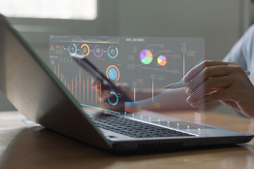 Analyst using business analysis chart and datum for strategy development schedule planning...