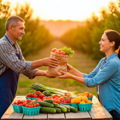 Venta directa de productos orgánicos en huerto