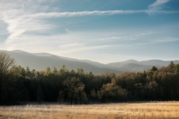 Majestic Cades Cove Mountain Scene Wide-Angle