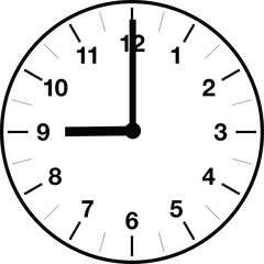 Analog clock illustration with variable time