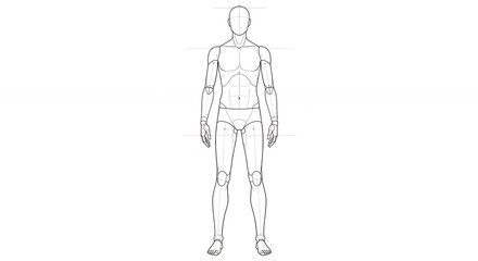 Line drawing male figure template