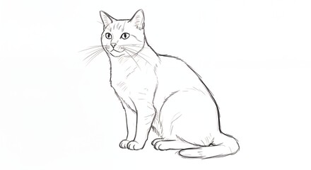 Line drawing of a seated cat