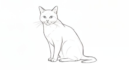 Line drawing of a seated cat