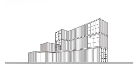 Shipping container building architectural drawing