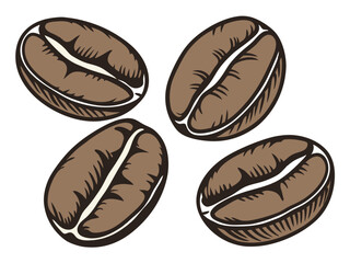 Obraz premium Coffee Beans Illustration Vintage Roasted Aroma Flavor Design.