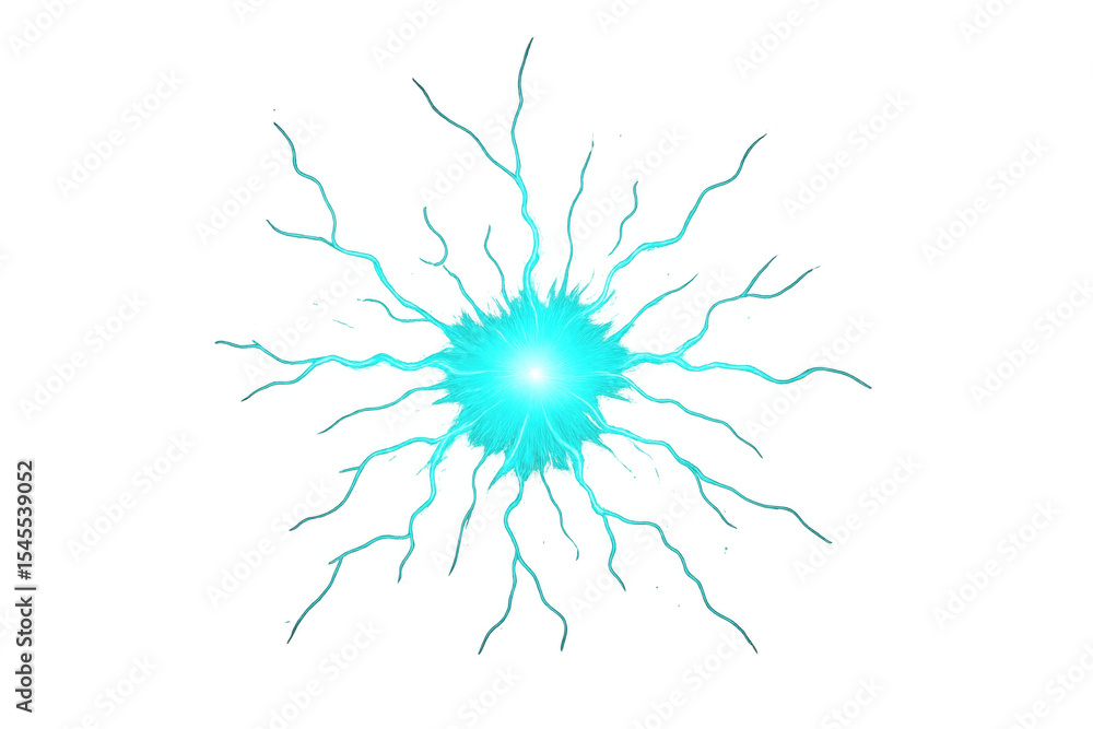Poster electric discharge generating luminous light effect with radiating sparks, representing energy and p