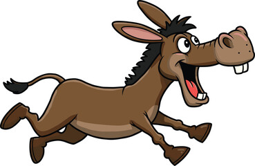  Surprised Running Donkey Cartoon Character with Open Mouth, Symbolizing Speed, Laughter, and Farm Animals