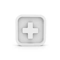 Obraz premium Clean White Medical Plus Sign Icon for Healthcare Applications