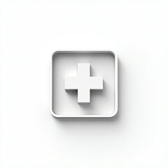Fototapeta premium Clean White Medical Plus Sign Icon for Healthcare Applications