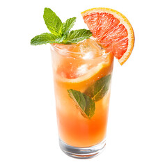 Refreshing Citrus Cocktail with Mint and Grapefruit Garnish