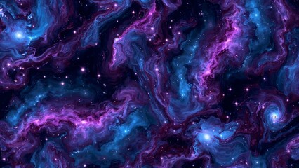An abstract cosmic texture featuring swirling galaxies
