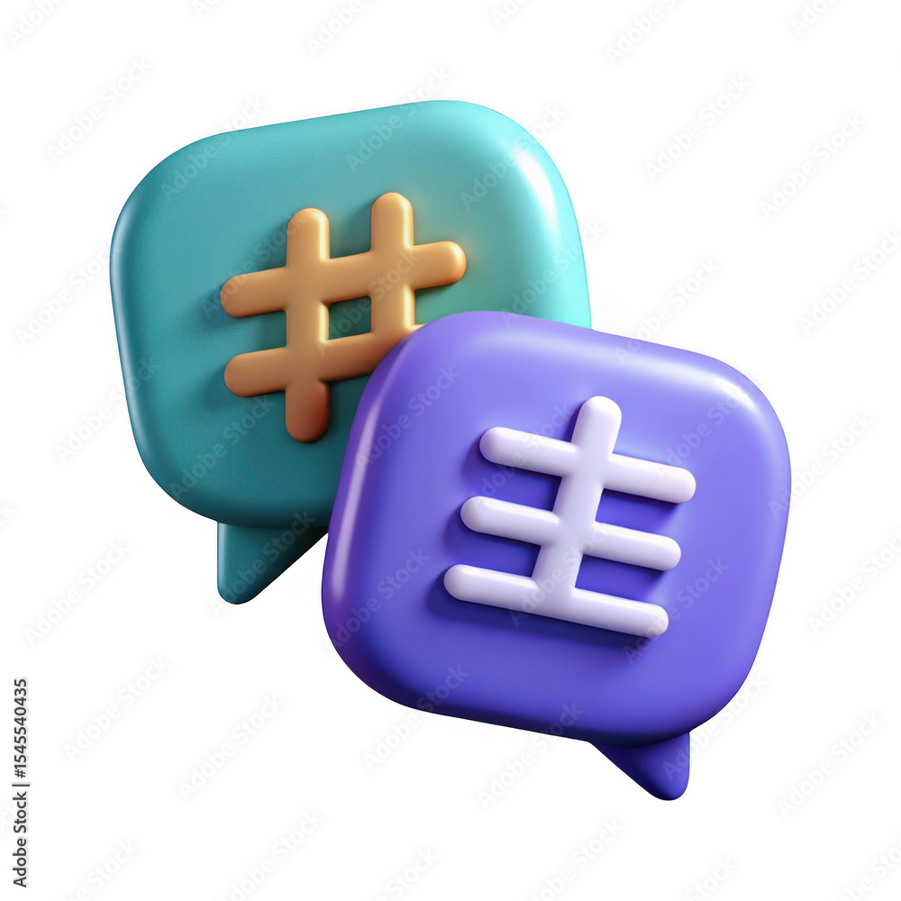 Poster two speech bubbles with symbols isolated on transparent background