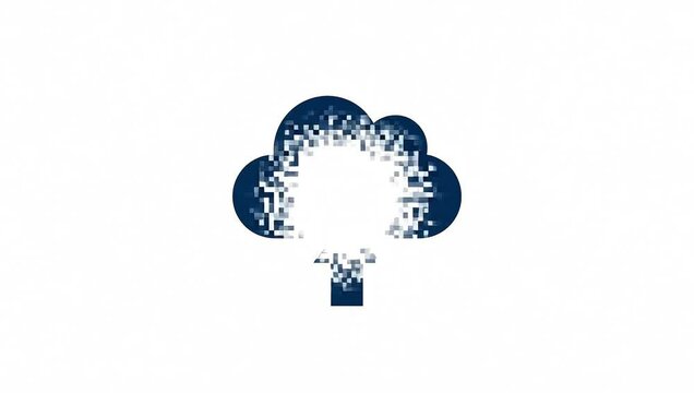 Navy Blue Cloude File Upload Icon Animated In White Background High Resolution.