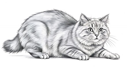 Grayscale drawing of a cat