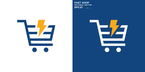 Fast shop logo. Sales, delivery, store. Vector icon symbol template EPS 10.
