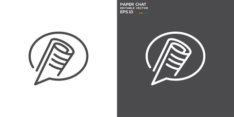 Paper chat logo. Conversation, document, letter. Vector icon symbol template EPS 10.
