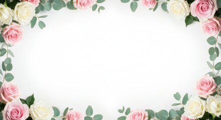 Roses and eucalyptus floral border