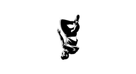 Obraz premium Dynamic Abstract Figure Performing Upside Down Pose Isolated on White Background