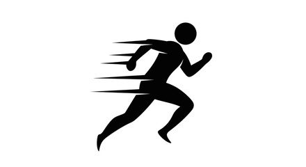 Obraz premium Silhouette of a Runner in Motion with Dynamic Speed Lines Isolated on White Background