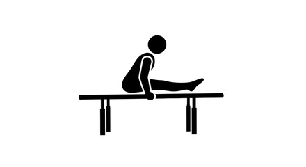 Fototapeta premium Silhouette of a Person Performing Gymnastics Exercise on a Table Isolated on White Background