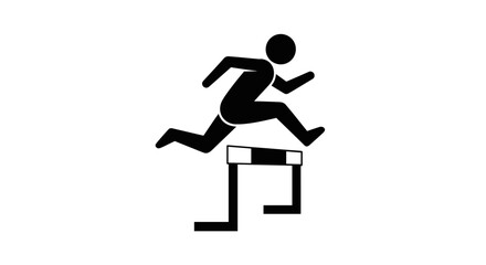 Silhouette of a Runner Leaping Over a Hurdle Representing Athleticism and Determination Isolated on White Background
