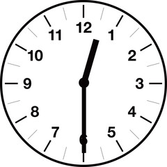 Analog clock illustration showing half past each hour