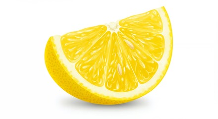 Bright yellow lemon wedge slice