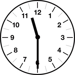 Analog clock illustration showing half past each hour