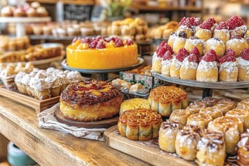 Assorted Cakes And Pastries On Display