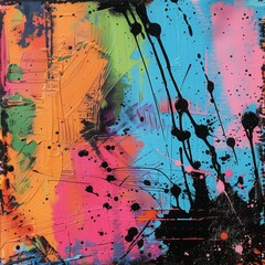 Vibrant Paint Splatter: An abstract expressionist artwork explodes with a kaleidoscope of vivid colors, showcasing bold brushstrokes and dynamic textures.