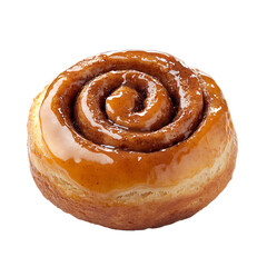 Fototapeta premium Golden Cinnamon Roll with Glaze Isolated on White Background